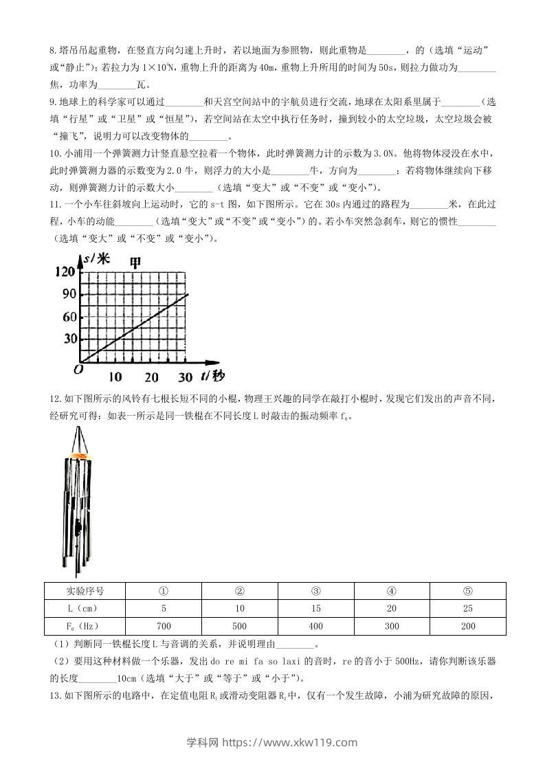 图片[2]-2024年上海中考物理试题及答案(Word版)-知途学科网