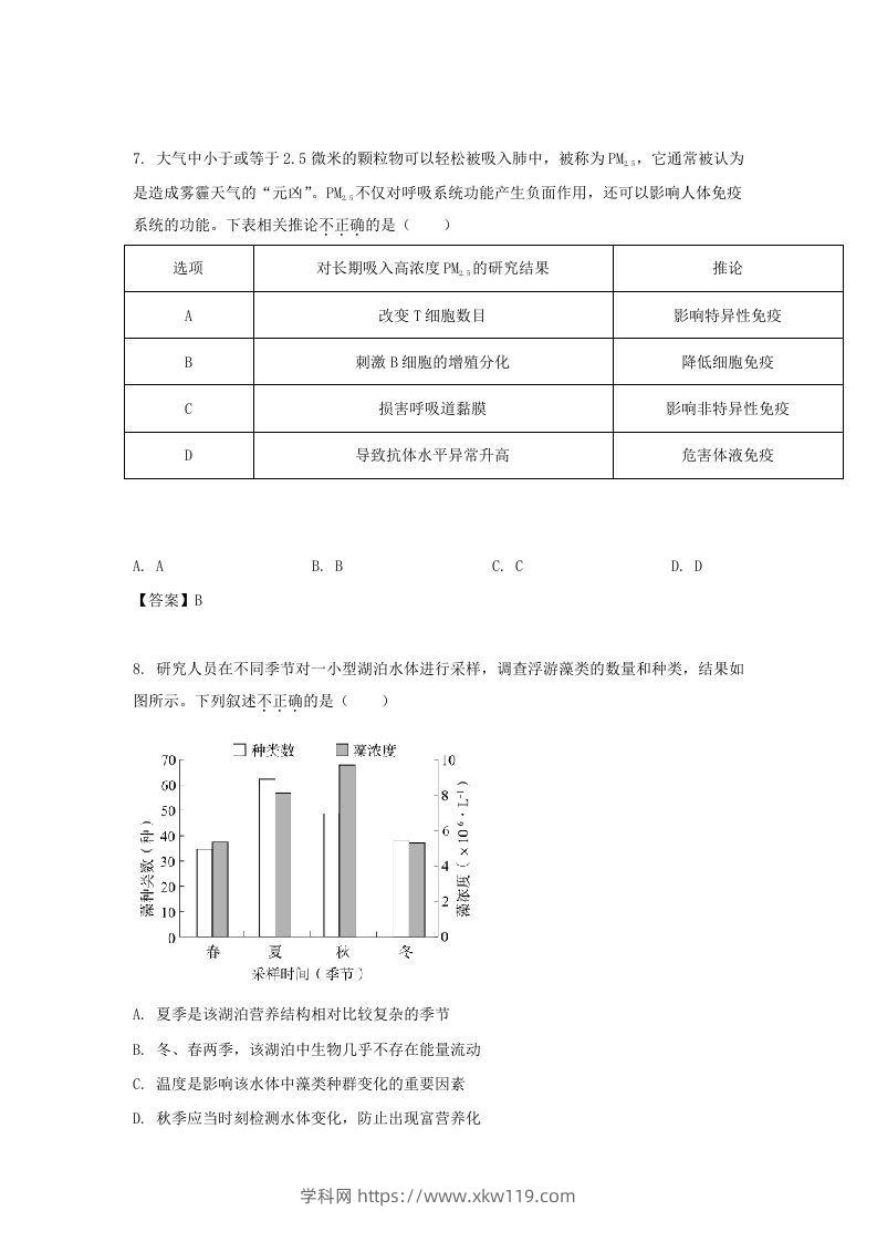 图片[3]-2019-2020年北京市通州区高二生物下学期期末试题及答案(Word版)-知途学科网