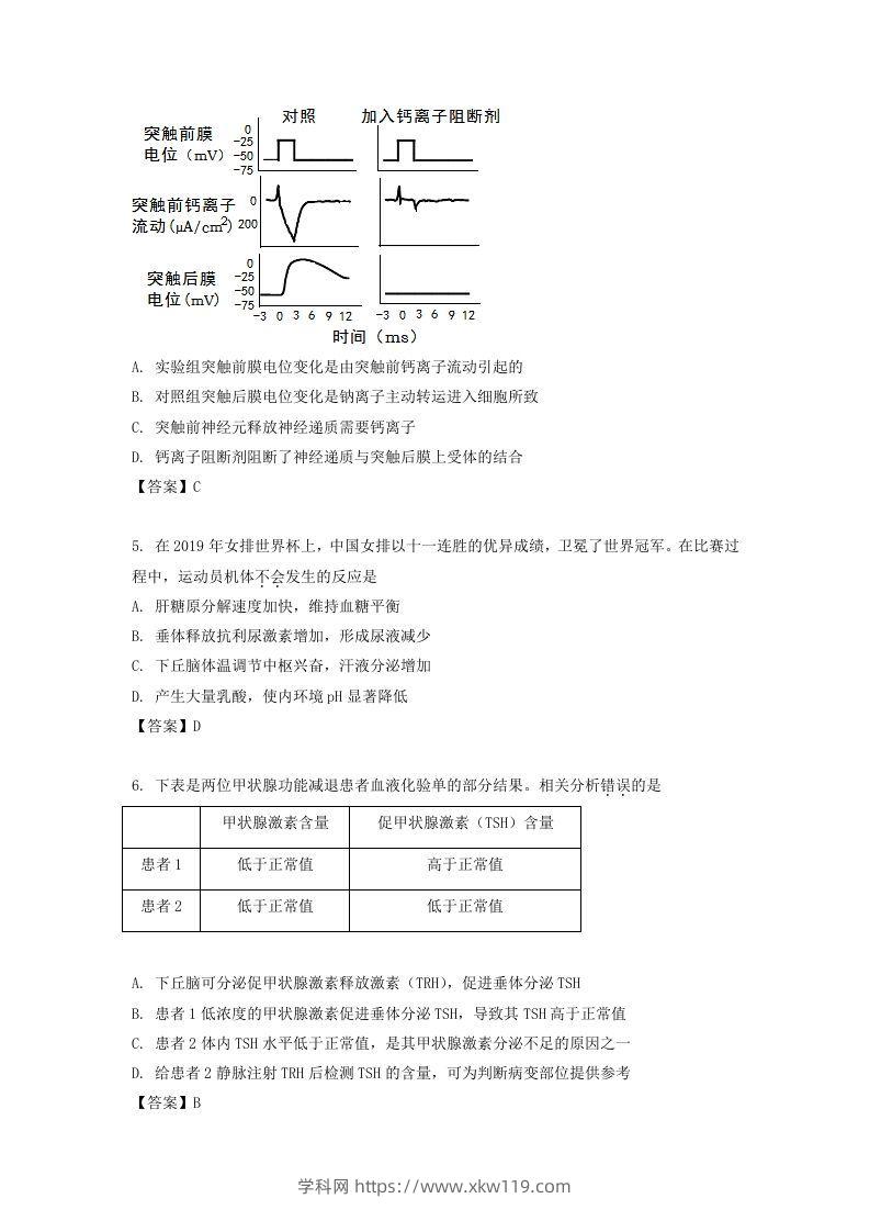 图片[2]-2019-2020年北京市西城区高二生物上学期期末试题及答案(Word版)-知途学科网