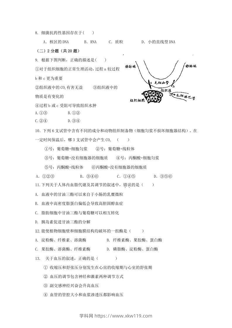 图片[2]-2010年上海高三部分重点中学二次联考生物真题及答案(Word版)-知途学科网